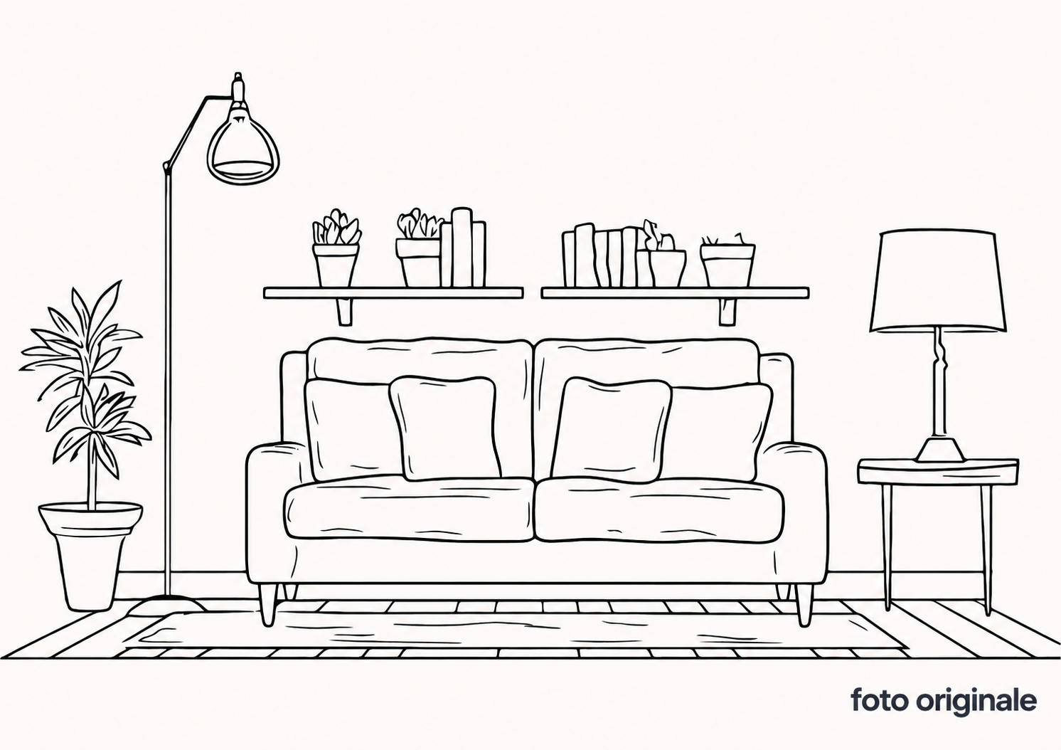 Soggiorno illustrato interior design render